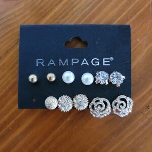 Earrings Rampage multi variety pack golden ball rhinestone diamond oearl faux co